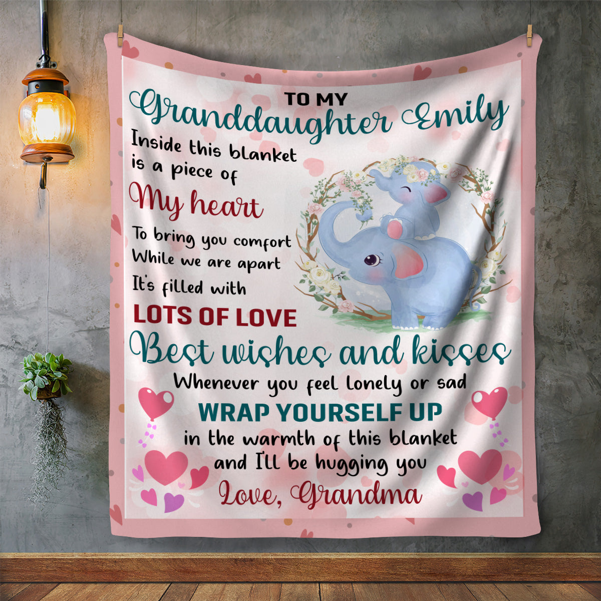Personalized To My Granddaughter Blanket | Best Wishes & Kisses