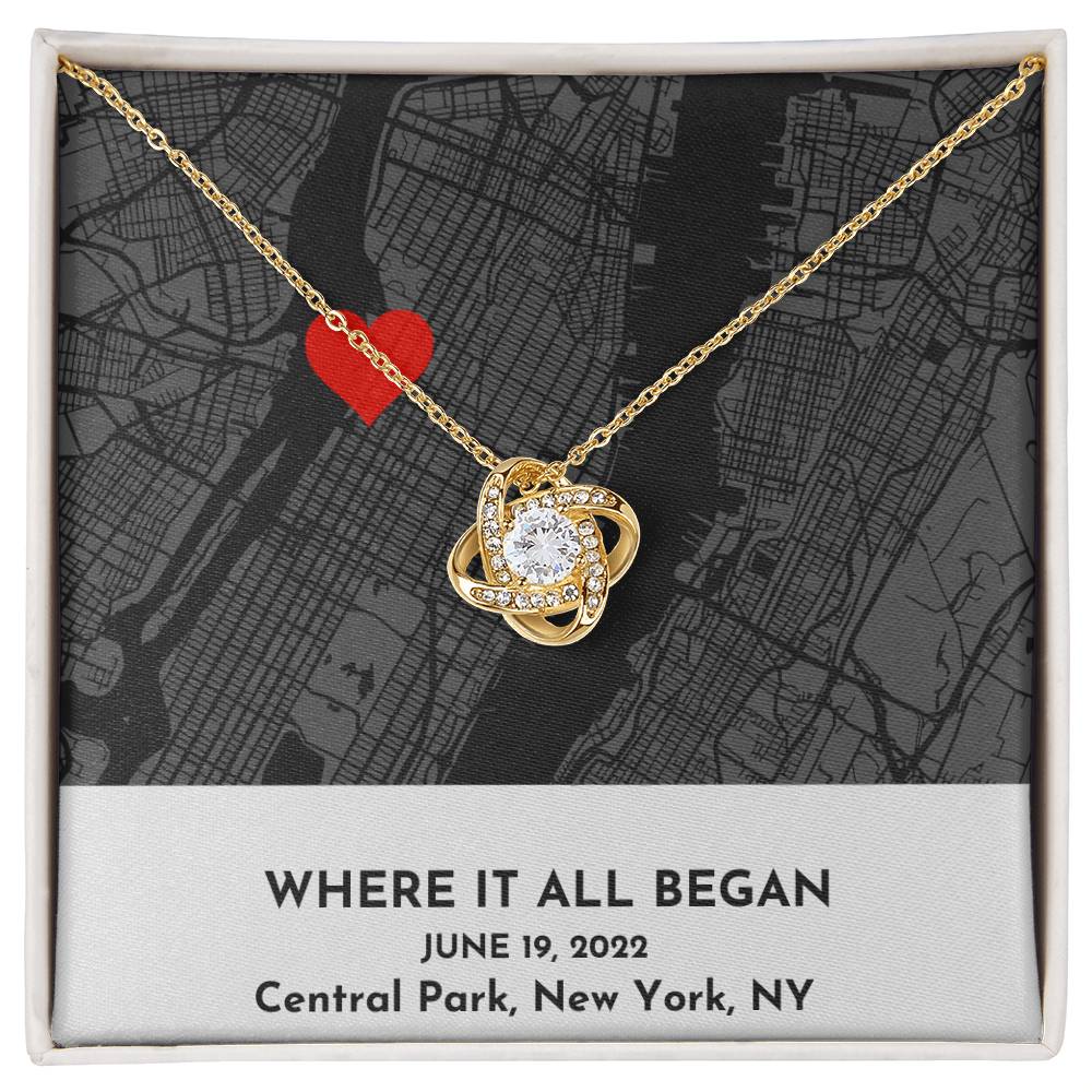 Personalized Love Knot Necklace | To My Wife | For Her Gift | Anniversary Gift For Wife | Where It All Began Map