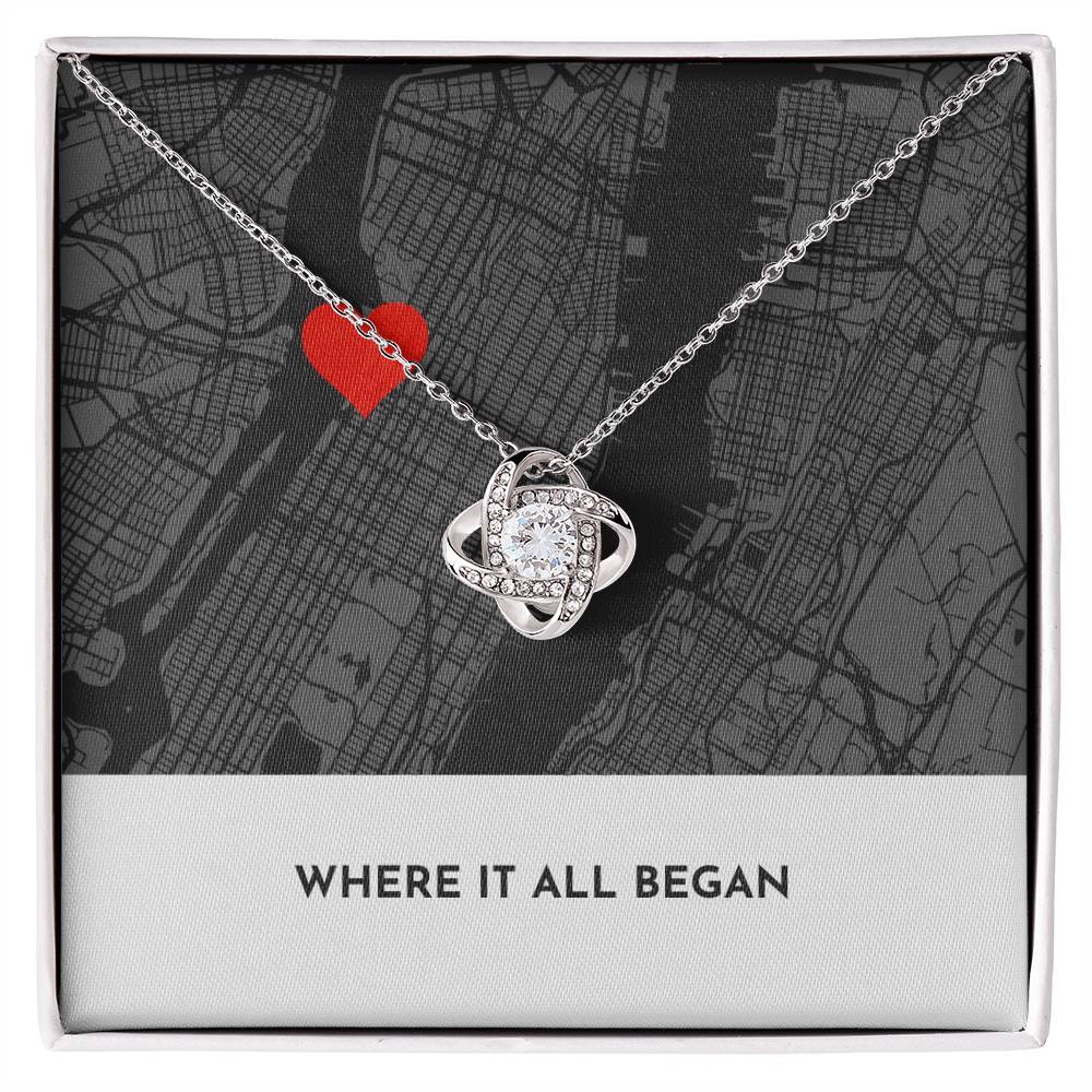 Personalized Love Knot Necklace | To My Wife | For Her Gift | Anniversary Gift For Wife | Where It All Began Map
