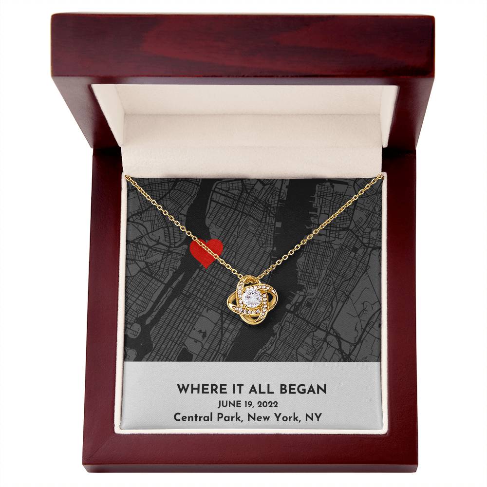 Personalized Love Knot Necklace | To My Wife | For Her Gift | Anniversary Gift For Wife | Where It All Began Map