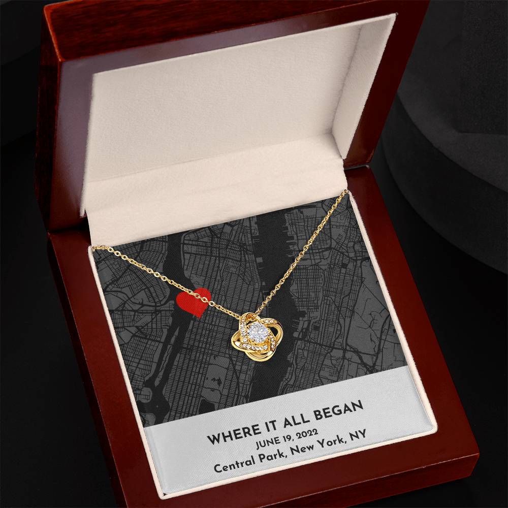 Personalized Love Knot Necklace | To My Wife | For Her Gift | Anniversary Gift For Wife | Where It All Began Map