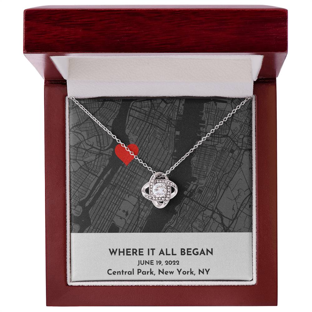 Personalized Love Knot Necklace | To My Wife | For Her Gift | Anniversary Gift For Wife | Where It All Began Map