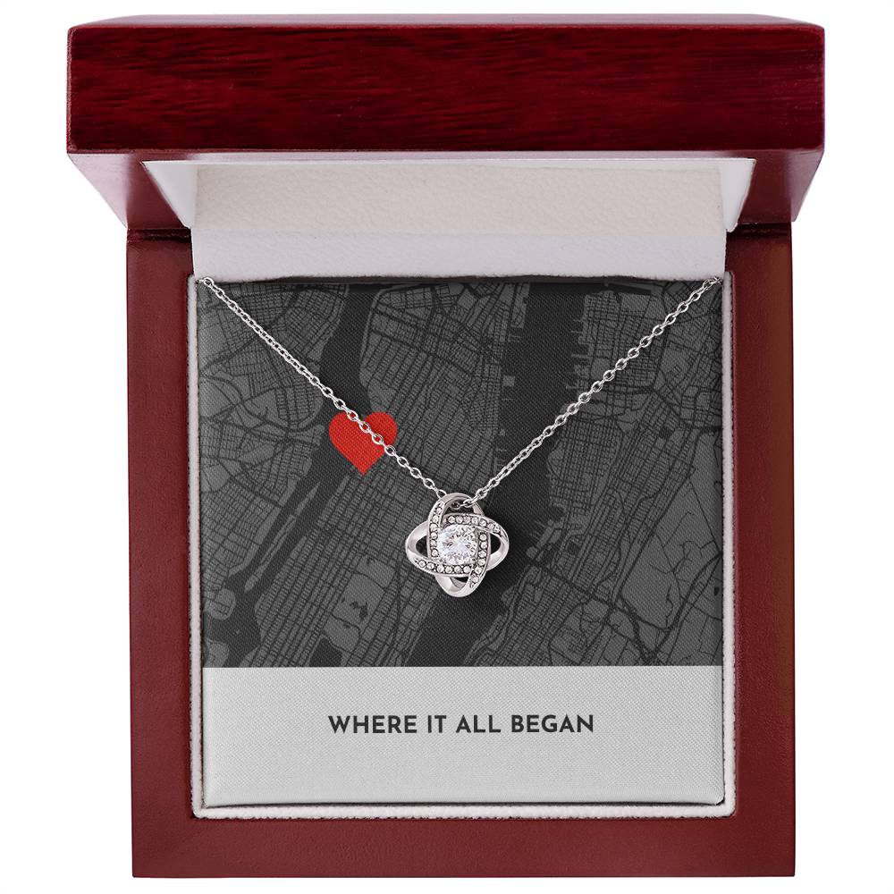 Personalized Love Knot Necklace | To My Wife | For Her Gift | Anniversary Gift For Wife | Where It All Began Map