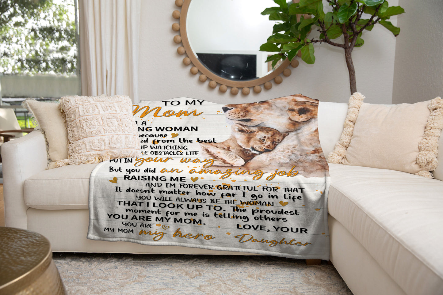 To My Mom | I Am Because of You | Love your Daughter | Blanket (All Sizes)