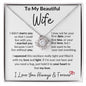 To My Beautiful Wife Necklace | I Can't Live Without You Love | Knot Necklace