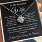 To My Beautiful Wife Necklace - I Can't Live Without You Love Knot Necklace