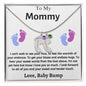 Engraved Blue & Pink Baby Feet with Birthstone Necklace for Mom