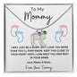 Engraved Pink & Blue Baby Feet with Birthstone Necklace for Mom