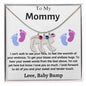 Engraved Blue & Pink Baby Feet with Birthstone Necklace for Mom