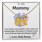 Engraved Baby Feet with Birthstone Necklace for Mom-To-Be