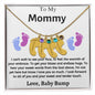 Engraved Blue & Pink Baby Feet with Birthstone Necklace for Mom