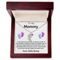 Engraved Blue & Pink Baby Feet with Birthstone Necklace for Mom