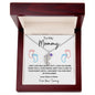 Engraved Pink & Blue Baby Feet with Birthstone Necklace for Mom