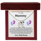Engraved Blue & Pink Baby Feet with Birthstone Necklace for Mom