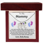 Engraved Blue & Pink Baby Feet with Birthstone Necklace for Mom