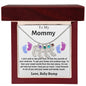 Engraved Blue & Pink Baby Feet with Birthstone Necklace for Mom
