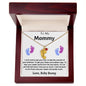 Engraved Blue & Pink Baby Feet with Birthstone Necklace for Mom