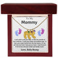 Engraved Blue & Pink Baby Feet with Birthstone Necklace for Mom