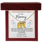Engraved Pink & Blue Baby Feet with Birthstone Necklace for Mom