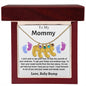 Engraved Blue & Pink Baby Feet with Birthstone Necklace for Mom