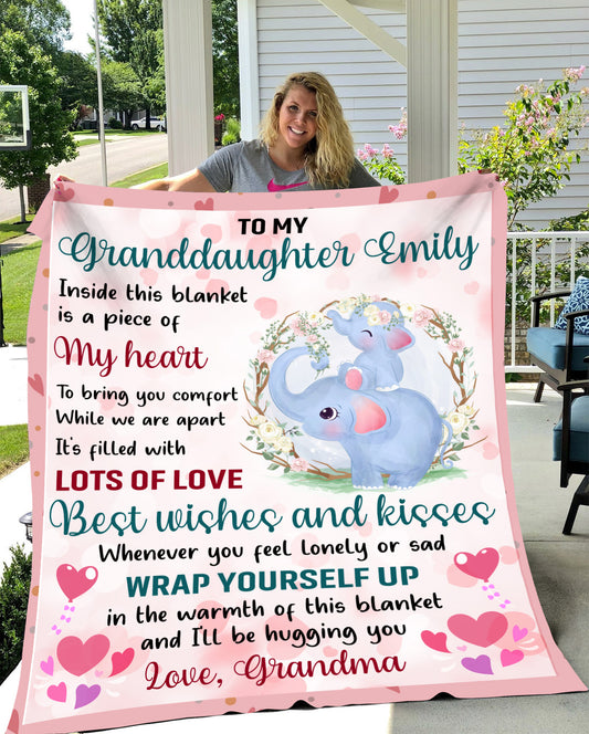 Personalized To My Granddaughter Blanket | Best Wishes & Kisses