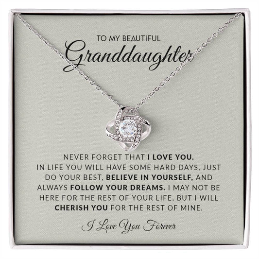 To My Beautiful  Granddaughter | Love Knot Necklace