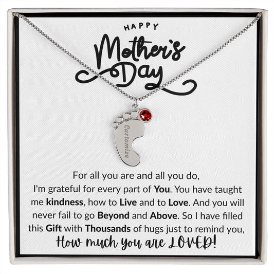 Happy Mother's Day | Personalized Baby Feet Name Necklace | Gifts for Mom
